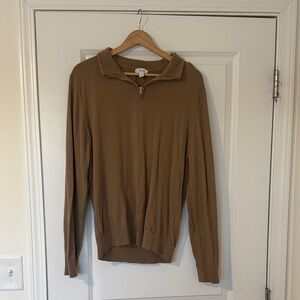 Reiss Men's Tan Quarter-Zip Sweater